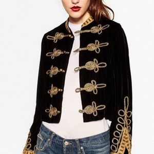 Zara Velvet Military Jacket - size Medium